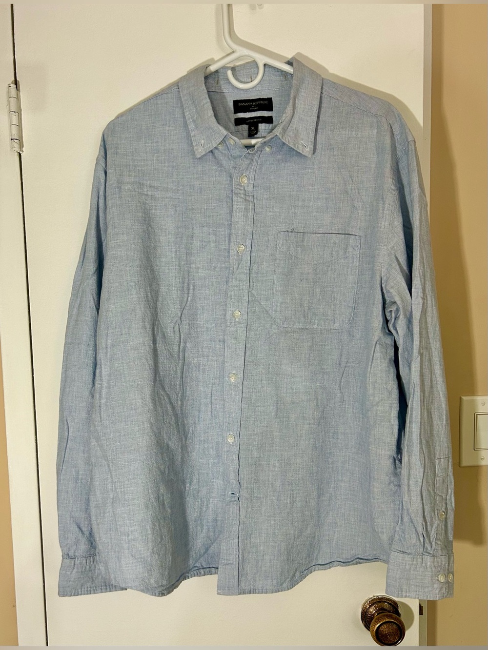 Banana Republic Oxford, Untuck Fit, Blue Men's 100% Cotton Button-Down Shirt, XL